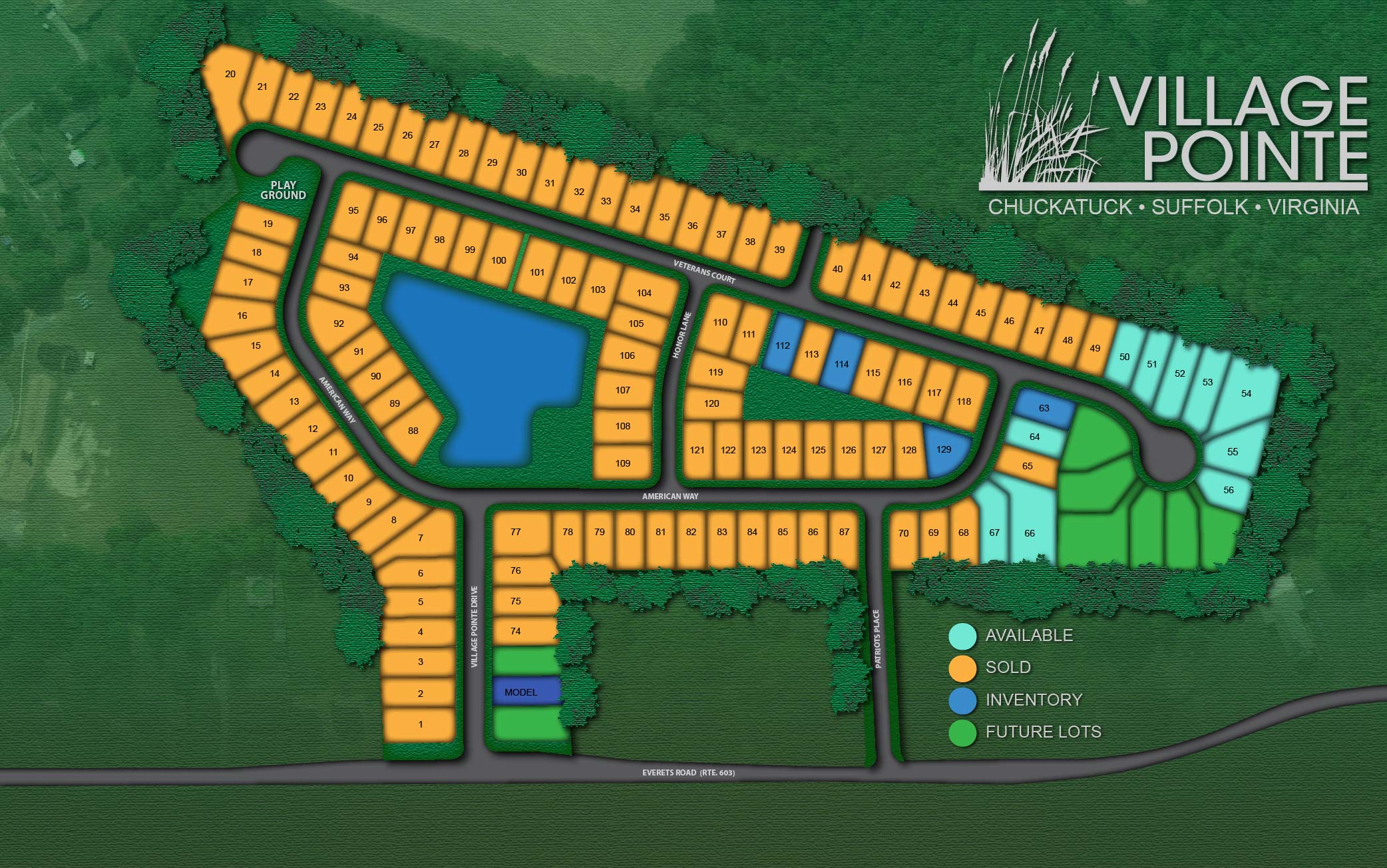 Site map for Village Pointe Community