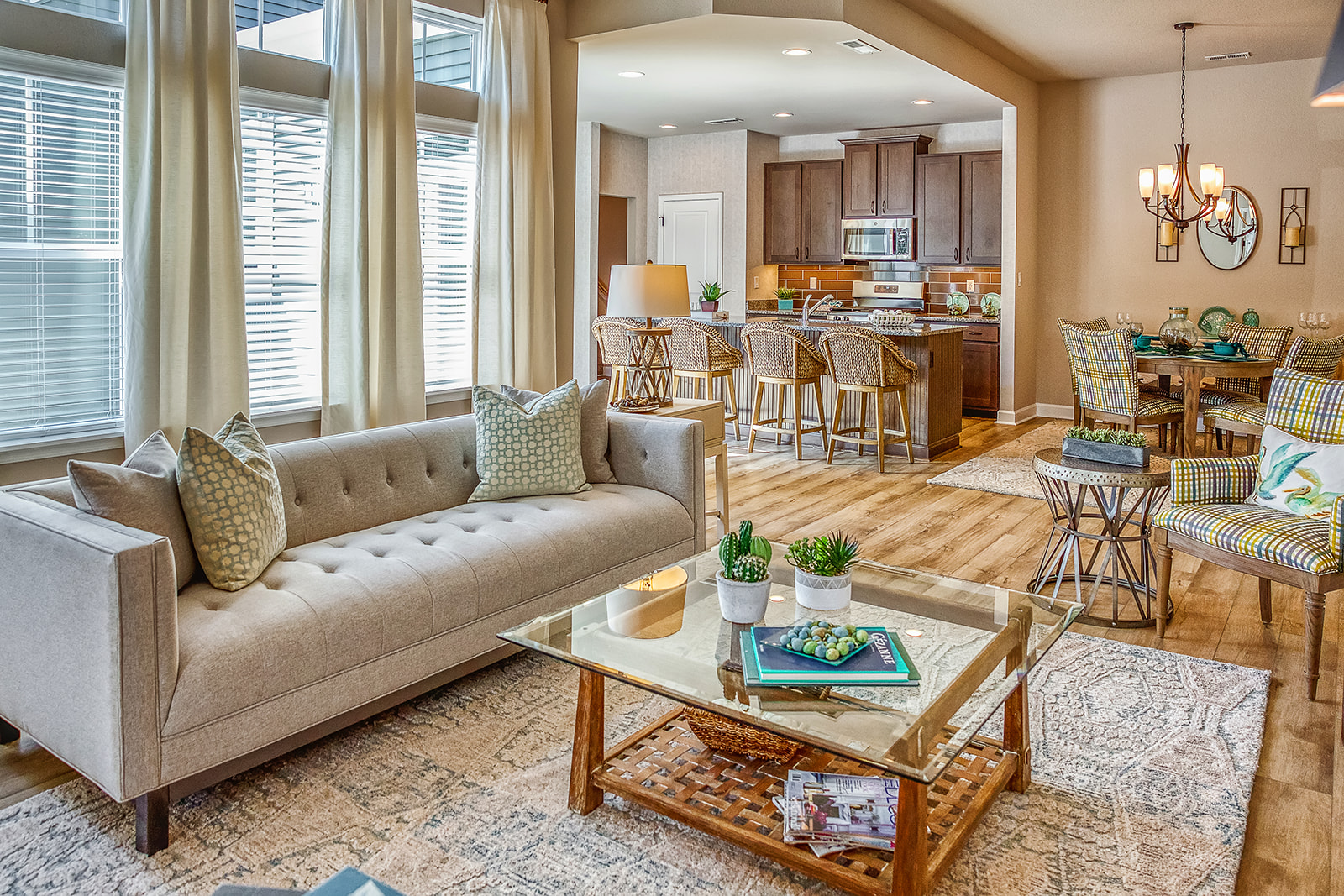 Lombardy Floorplan living room view with couch and coffee table