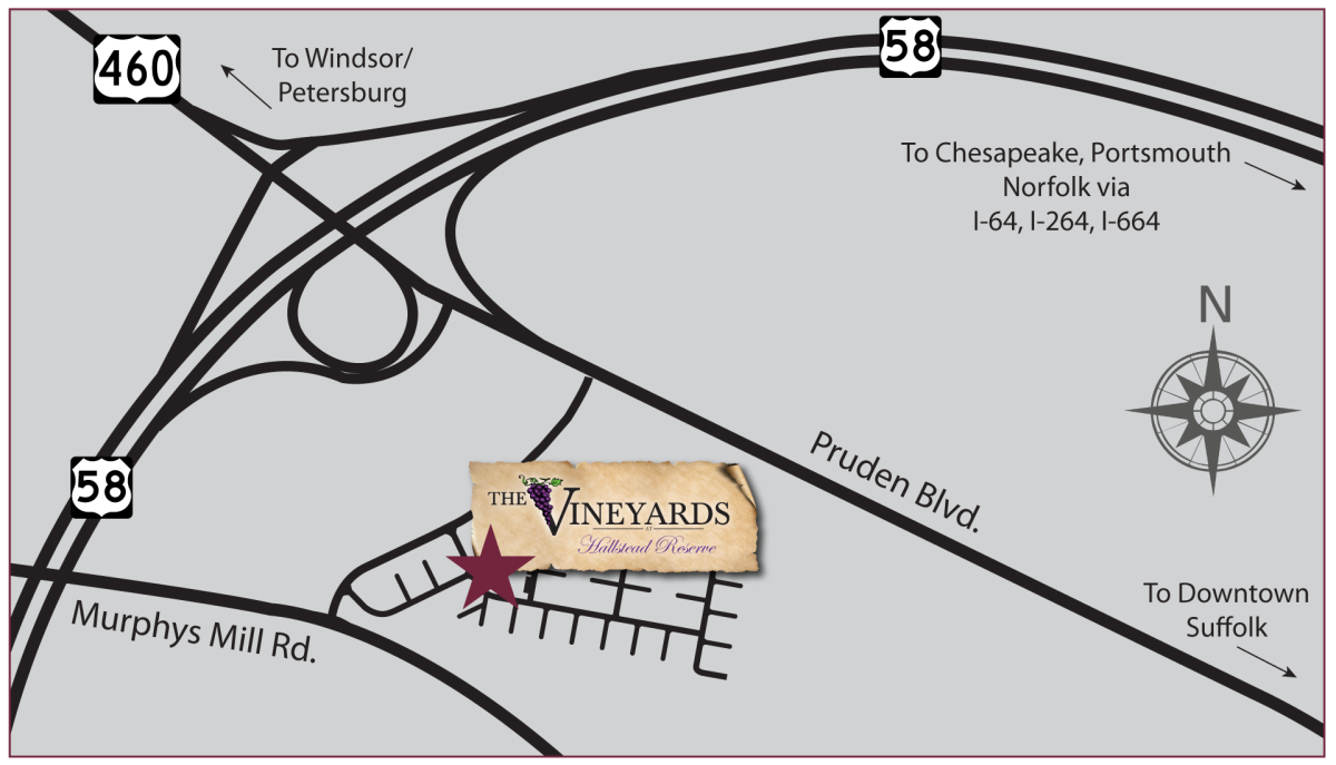 Map showing the Vineyards at Hallstead Reserve Location